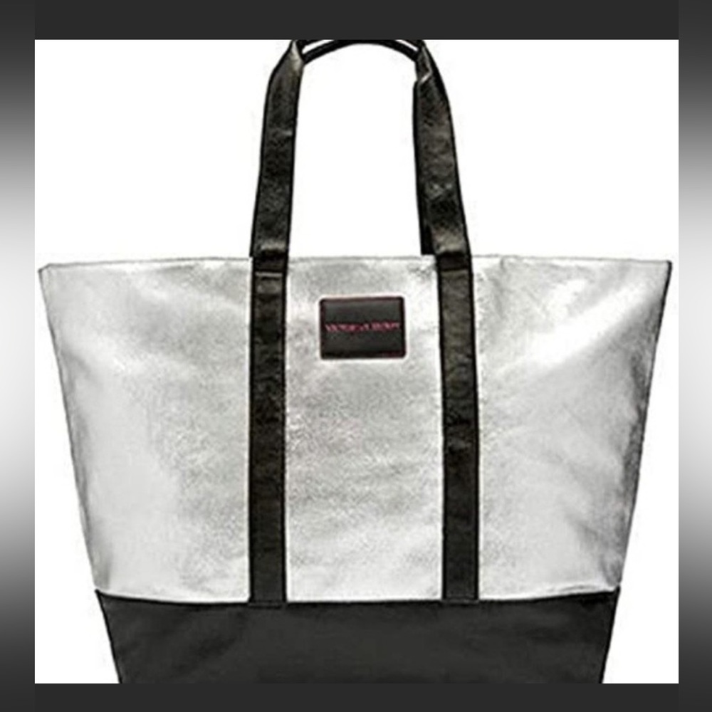 Victoria’s Secret Limited Edition large silver weekender bag w/ zipper top
